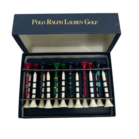 Polo Ralph Lauren Golf Tees Box of 24 Wooden Multicolored Logo Vintage Rainbow - Picture 1 of 8